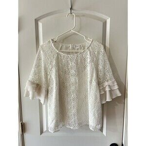 7th Avenue Design  New York & Company Women’s Size L White Lace Blouse
